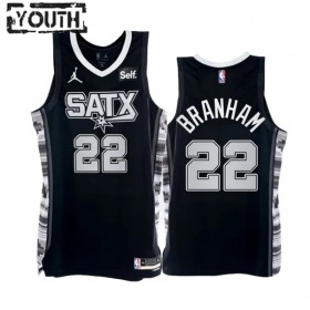Dres San Antonio Spurs Malaki Branham 22 Jordan 2022-23 Statement Edition Crno Swingman - Dječji